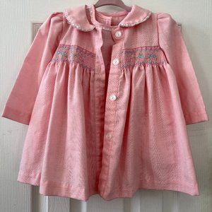 Pink Sleeveless Dress with Floral Embroidery and Collared Jacket